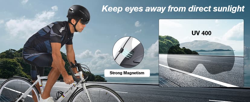 Shinmax Bike Helmet for Men Women, Bicycle Helmet with Detachable Magnetic Goggles Adjustable for Adult Road Biking Mountain Cycling Helmet