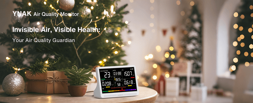 16 in 1 Air Quality Monitor Indoor 7" Large Display 9 AQI+7 Alerts, CO2 Monitor Air Quality Tester for CO2, TVOC, PM2.5 PM1.0 PM10, HCHO Temperature Humidity AQI & Time Air Quality Meter for Home