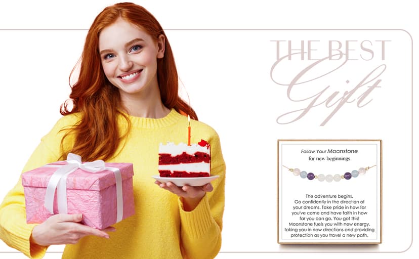 Follow Your Moonstone Bracelets, New Beginnings Graduation College Gift, Inspirational Gifts for Women, High School Graduate Gift for Best Friend or Daughter