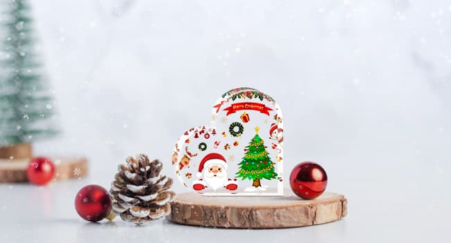 Christmas Decorations Indoor, Christmas Decor for Table, Office Desk, Mantle, Shelf - Acrylic Heart Shaped Gifts for Women/Girls - Holiday Indoor Home Decor