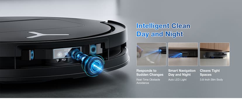 ECOVACS DEEBOT T80 Omni Robot Vacuum and Mop, 18,000Pa Suction, OZMO Roller Mop with TruEdge, Zero-Tangle Brush, AI Navigation, All-in-One Station