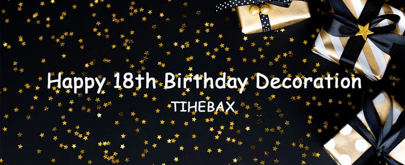 Black & Gold 18th Birthday Banner with 10PCS Swirls - Happy 18th Birthday Decorations for Boys & Girls