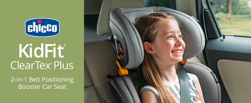 Chicco KidFit ClearTex Plus 2-in-1 Belt-Positioning Booster Car Seat, Backless and High Back Booster Seat, for Children Aged 4 Years and up and 40-100 lbs. | Lilac/Purple