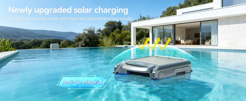 2026 New V1T Solar Pool Skimmer, Robotic Pool Surface Skimmer Cleaner with App Control, 7L Large Basket 24/7 Cleaning Smart Obstacle Avoidance Dual Charging Options Ideal for Above Ground Pool