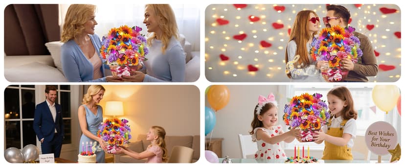 Birthday Cards with MUSIC & LIGHTS, Pop Up Happy Birthday Card, Sunflower & Butterfly, 10 Inch Life Sized Forever Flower Bouquet Gifts for Women Mom Grandma