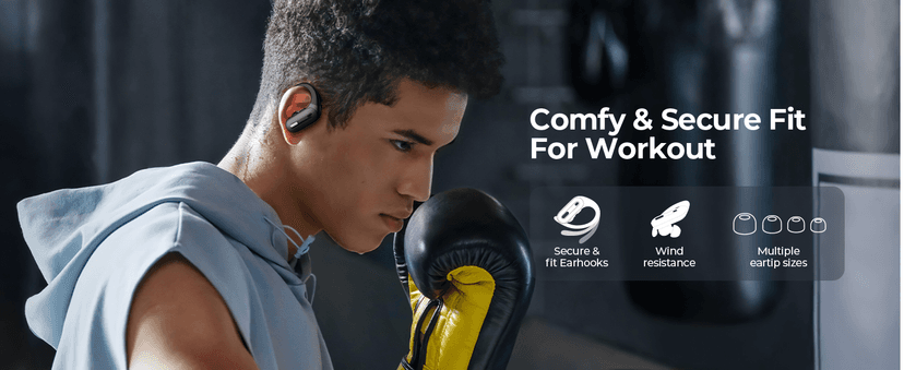 Active Noise Cancelling Wireless Earbuds Bluetooth Headphones 90 Hrs Playtime Ear Buds with Power Display Over-Ear Earphones with Earhooks IPX7 Waterproof Stereo Transparency Headset for Sports/Gym