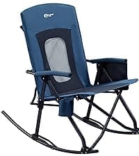 Portal Outdoor Rocking Chair Camping Folding Portable Rocker with Cup Holder Side Pocket Carry Bag, Support 350LBS (Midnight Blue)