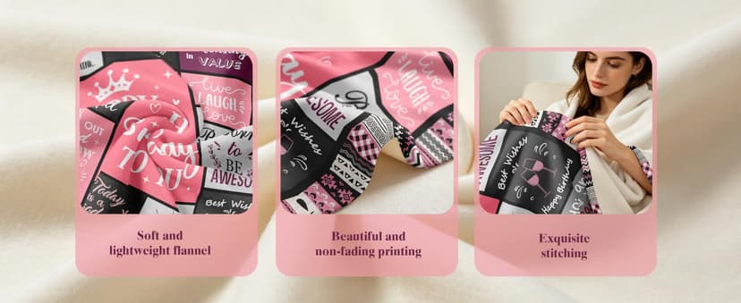 Birthday Gifts for Women Girls Throw Blanket 60"X50", Happy Birthday Decorations for Women, Gifts for Women Birthday Unique, Womens Birthday Gift Ideas for Her Friend Mom Sister Grandma Wife