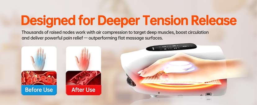 Hand Massager with Heat and Compression for Arthritis and Carpal Tunnel Relief, Finger Wrist Hand Therapy Equipment Pain Relief,Thoughtful Gifts for Women,Man(Gray)