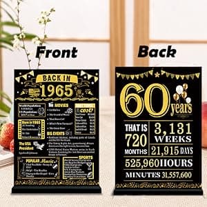 60th Birthday Gifts for Women Canvas Tote Bag Travel Gear, Unique 60 Years Old Gifts for Her Wife Sister Mom Aunt Friends, Vintage N60 Handbag & Cosmetic Bag & Back in 1965 Poster