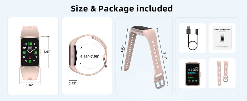 FITVII FINO 2 Slim Fitness Tracker, Smart Watch with Blood Oxygen, Sleep Monitor, 24/7 Heart Rate & Blood Pressure, IP68 Waterproof Health Activity Trackers with Calories Step Counter for Women Men