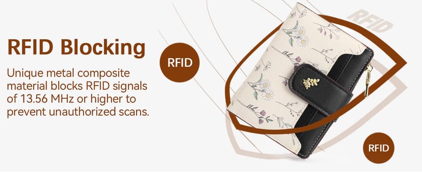 GAEKEAO Small Wallets for Women RFID Blocking Leather Bifold Zipper Pocket Wallet Credit Card Holder with ID Window