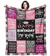 Birthday Decorations for Women, Gift for Women Birthday Unique, Happy Birthday Gift for Her, Mom, Wife, Daughter, Sister Birthday Gifts for Women, Happy Birthday Blanket for Women 50" x 60" B0DC72Z6S7
