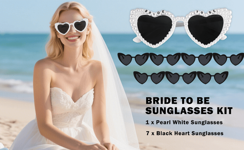 Bride Sunglasses, Bachelorette Sunglasses, Bridal Party, Bachelorette Gifts for Bridesmaids, Bridal Shower Proposal Gifts Bride to Be Heart Sunglasses Bachelorette Party Favors, 8 Pack B0FKBR7994