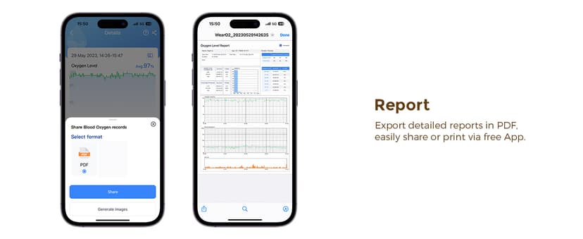 Vibeat Pulse Oximeter for 12 Hours Continuous Tracking, WearO2 Bluetooth Finger Oxygen Monitor, Notification of Low O2, Wearable Ring Blood Oxygen Meter, Free App & PDF Report