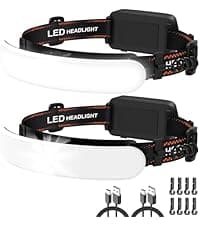 Headlamp Rechargeable 5Pack, 230° Wide Beam Head Lamp with 2 Spotlights, LED Headlamp with Motion Sensor, 5Mode Rechargeable Headlamp, Head Lights for Forehead, Headlamps for Adults Running Hard Hat