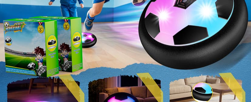 HopeRock Hover Soccer Ball Toys for 3-12 Year Old Boys Girls, Indoor and Outdoor Creative Toys for Toddlers with Foam Bumper, Birthday Gifts for 3 4 5 6 7 8+ Year Old Children's