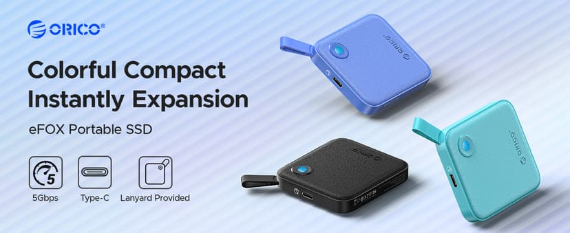 ORICO Portable SSD 256 GB with 2 in 1 USB C Cable, External Solid State Drives, Up to 460MB/s, Status Indicator, Reliable Storage for USB-C Smartphone, Tablet, PC - B5PLUS