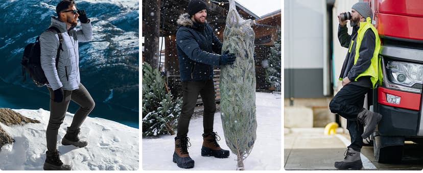 FREE SOLDIER Mens Snow Winter Boots for Men Warm Fleece Lining Winter Ski Shoes Waterproof Insulated Booties