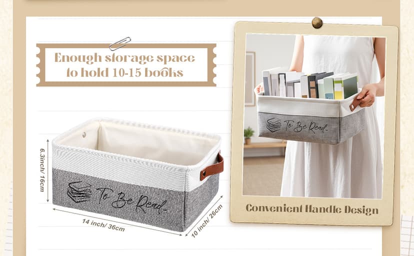 Gift for Book Club Members, To Be Read Organizer, Linen Canvas Bin with Handles for Reading Accessories Bookworm Decor Marsui 1 Pcs TBR Basket Book Lover Gifts for Women Book Storage Bin Bookish B0DSPS3KRY