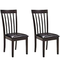 Signature Design by Ashley Berringer Dining Chairs Set of 2, Classic Wood Spindle-Back Design, Cushioned Microfiber Seat, Rustic Finish for Kitchen & Dining Room Chair, Walnut