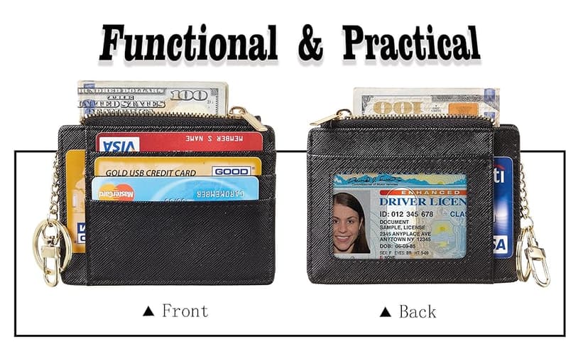 Sodsay Card Case Slim Front Pocket Wallet for Women Credit Card Holder with Keychain