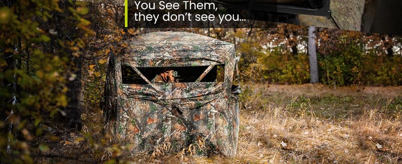 TIDEWE Hunting Blind 270°See Through with Carrying Bag for Turkey Hunting, Pop Up Ground Blinds, Portable Resilient Hunting Tent