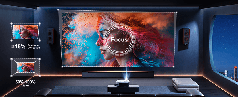 Projector with WiFi and Bluetooth, 1080P Full HD Portable Projector, 4K Supported Outdoor Projector, Lag-free 5G WIFI 6, Compatible with iPhone, Android, PC, TV Stick, PS5, Xbox