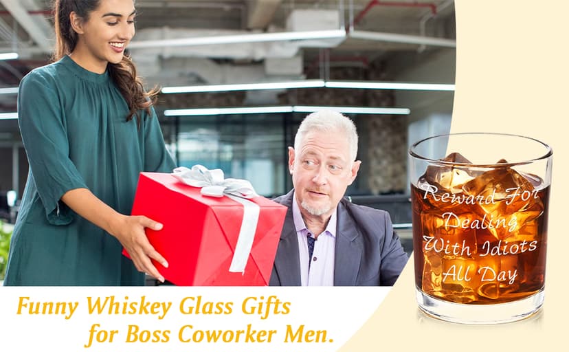 Futtumy Reward For Dealing With Idiots All Day Whiskey Glass, Funny Gifts for Men Coworker Friend Husband Boss Him, Novelty Old Fashioned Glass for Christmas Fathers Day Bosses Day Birthday, 10 oz