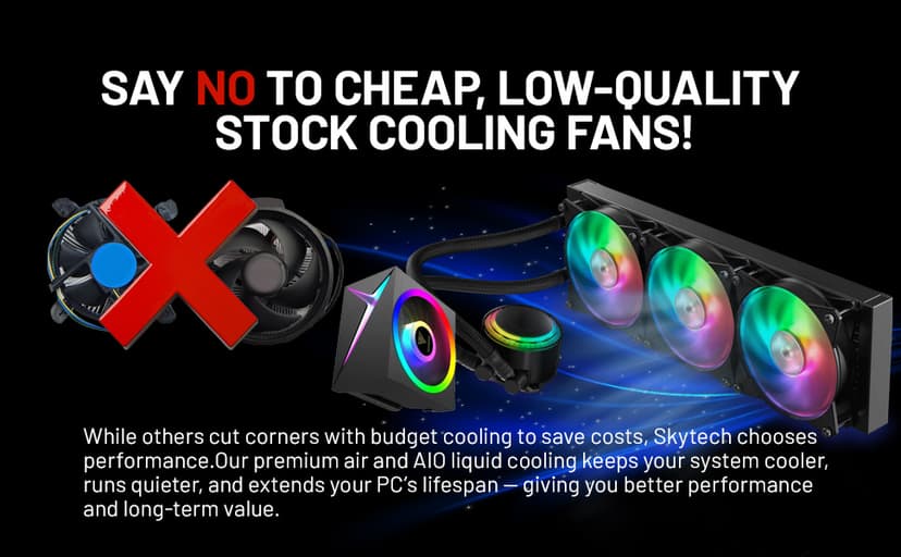 Skytech Gaming Azure 3 Desktop PC, Ryzen 7 7700 3.8 GHz (5.3GHz), NVIDIA RTX 5060, 1TB NVMe SSD, 32GB DDR5 RAM 5200 RGB, 650W Gold PSU, Wi-Fi, Win 11