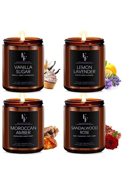 Fall Candles Set, 4 Pack Candles for Home Scented Natural Soy Wax, Autumn Gifts Set for Women Men, Fall Fragrance of Pumpkin/Cinnamon/Vanilla Cupcake/Apple B0F66HVPDY