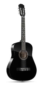 Moukey 41" Acoustic Guitar for Beginners Adult Teen Full Size Guitarra Acustica with Chord Poster, Gig Bag, Tuner,Steel Strings, Capo, Strap - Black