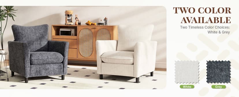 Accent Chairs for Living Room Chairs, Reading Chair Mid Century Modern Chair, Soft Chenille Sofa Chair, Upholstered Arm Chair Comfy Chair Side Chair