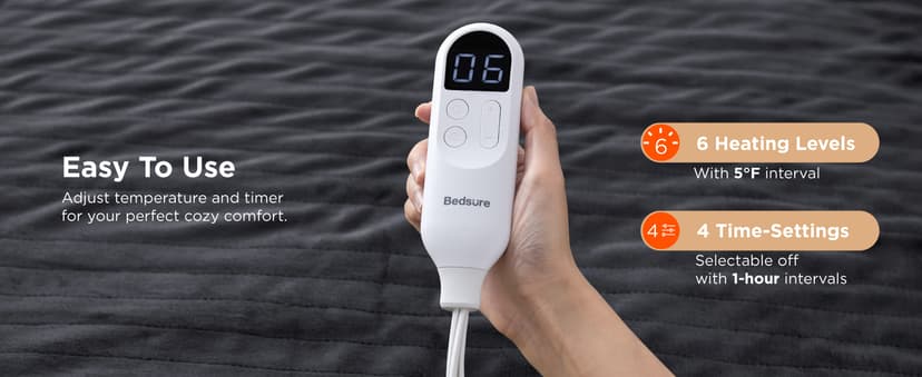 Bedsure Heated Blanket Throw Blanket - Fast Heating Electric Blanket, Soft Flannel Heated Throw with 4 Time Settings, 6 Heating Settings, Warm Gifts for Grandma Grandpa (50x60 inches, Dark Grey)