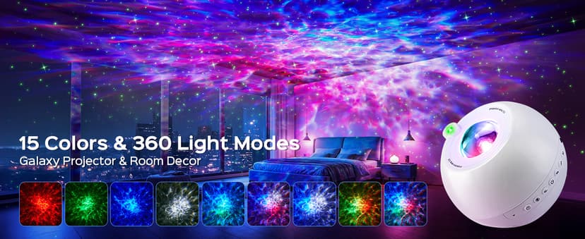 Birthday,Christmas,7 Brightness,Green Star,4 Speed,Bluetooth,Remote,Timer,Teen,Bedroom Decor,Party,Relax,Led Lights,Lava Lamp One Fire Galaxy Projector,15 Colors,Gifts for Girls&Women&Boys,White Noise B0DCYLKPWB