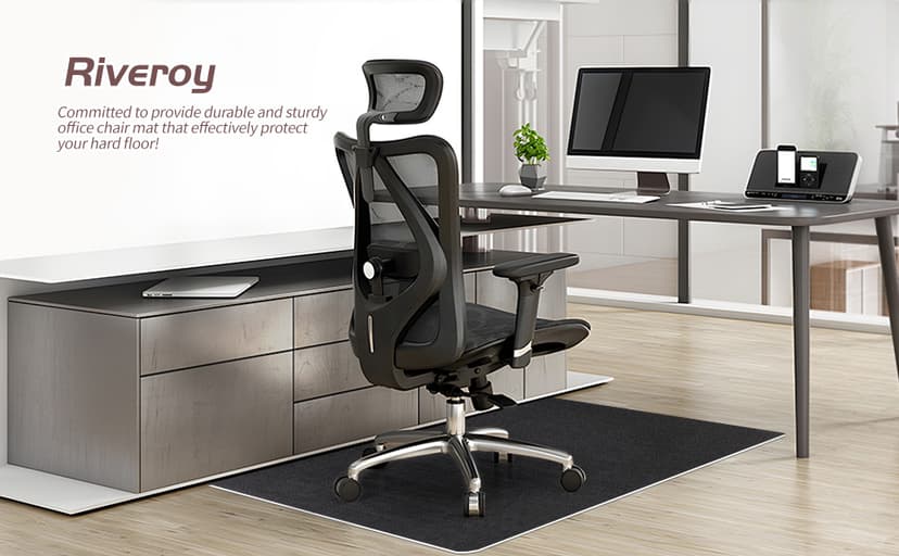 Office Chair Mat - for Hardwood Floors, Large Non-Slip Easy-Clean Floor Protection Blanket (Black, “48 x 36in”).