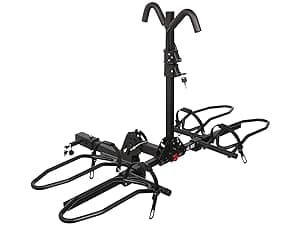 Bike Rack Hitch with Lock, Platform 2-Bike Rack for Car SUV RV Camper Truck Trailer, Hitch Bike Rack for Fat Tire, Mountain Bikes, EBikes and EMTB, 180 lbs Capacity Bike Carrier for 2" Receiver