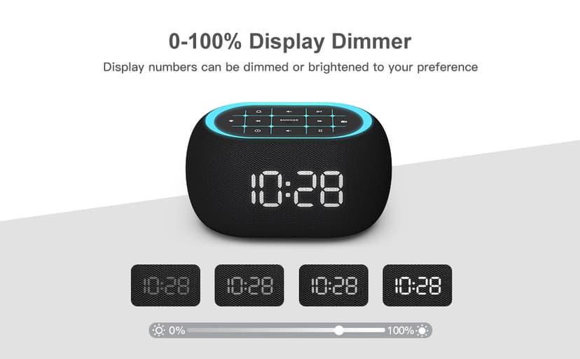 ANJANK Alarm Clock FM Radio with Bluetooth Speaker, Hi-Fi Stereo Sound, 0-100% Dimmer,7 Clolors Night Light, 8 Wake Up Sounds,16-Level Volume, Small Digital Clock with Sleep Timer for Bedroom Bedside