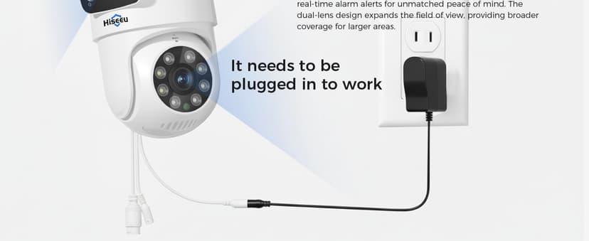Hiseeu Wireless Security Cameras Outdoor, 5G & 2.4G WiFi Pro, Wireless Home Security Camera System, Dual Lens, 360° Pan & Tilt, Auto Tracking, Color Night Vision, 1TB HDD No Subscription, Need Plug In