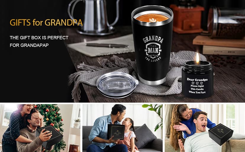 Tecanne Birthday Gifts For Grandpa - Fathers Day Gift Box Baskets For Grandpa, Husband, Men Best Christmas Package Gift Ideas