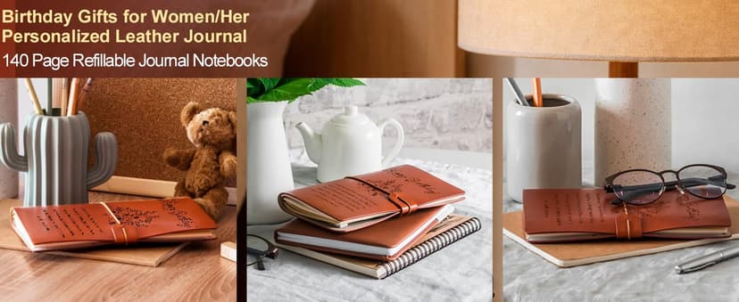 Happy Birthday Decorations Refillable Notebook, Birthday Gifts for Mom Sister Friends Female 30 40 50 60 70 80 90 Year Old PRSTENLY Birthday Gifts for Women Her Leather Journal B0GRYZVHSP