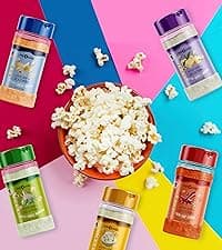 Pop n' Dulge Popcorn Movie Night Supplies 16 pcs Gift Set, 5 Gourmet Popcorn Kernels, 5 Seasoning Variety Packs Non-GMO Kosher Snacks, Great Housewarming Family Date Night Gifts Basket Ideas For Him Her