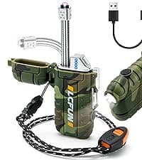 LcFun LcFun Waterproof Electric Dual Arc Lighter USB Rechargeable Outdoor Windproof Flameless Plasma Lighters for Camping, Hiking, Adventure, Survival Tactical Gear Stocking Stuffers Gifts for Men