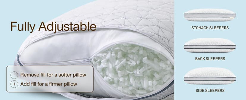 Coop Home Goods Eden Bed Pillow Queen Size for Sleeping on Back, Stomach and Side Sleeper- Medium Soft Memory Foam Cooling Gel - CertiPUR-US/GREENGUARD Gold B01LYU7V4S