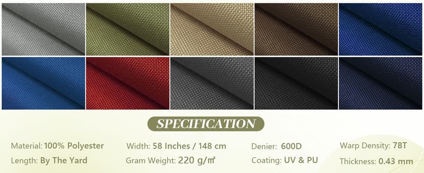 Waterproof Canvas Fabric by The Yard, UV Resistant 600D Outdoor Upholstery Material 58inch Cordura Fabric Water Resistant Fabric for Sewing Chair Patio Cushion Bag Interior, 1 Yard Olive Green