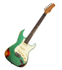KGD Solid Electric Guitar Consists of a Roasted Mahogany Body and Maple Neck,Professional/Full Size Mercury Electric Guitar for Adults