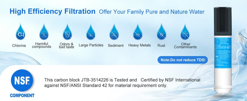Inline Water Filter for Refrigerator and Ice Maker(2 Pack),1/4" Push Connect Post Carbon Filter Replacement for Reverse Osmosis Water System,Include 1/4" Water Line and Quick Connect Fittings