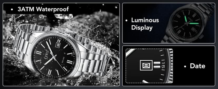 CIVO Analog Mens Watches Silver: Wrist Watches with Date Easy to Read - Dress Stainless Steel Watch for Men Gifts for Husband Father at Birthday Anniversary