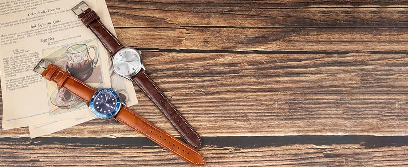 Gomvadr Italian Leather Watch Band Tuscany Natural Vegetable-Tanned Top Grain Genuine Leather Strap,18mm 19mm 20mm 21mm 22mm XL XXL Quick Release Replacement Watch Bands for Men and Women Thick and Soft