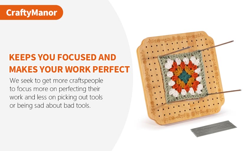 CraftyManor 7.6 in Blocking Boards for Crochet Projects with Rose Pattern, Crochet Blocking Board with Pegs, Granny Square Blocking Board with 20 Stainless Steel Pegs, Bamboo